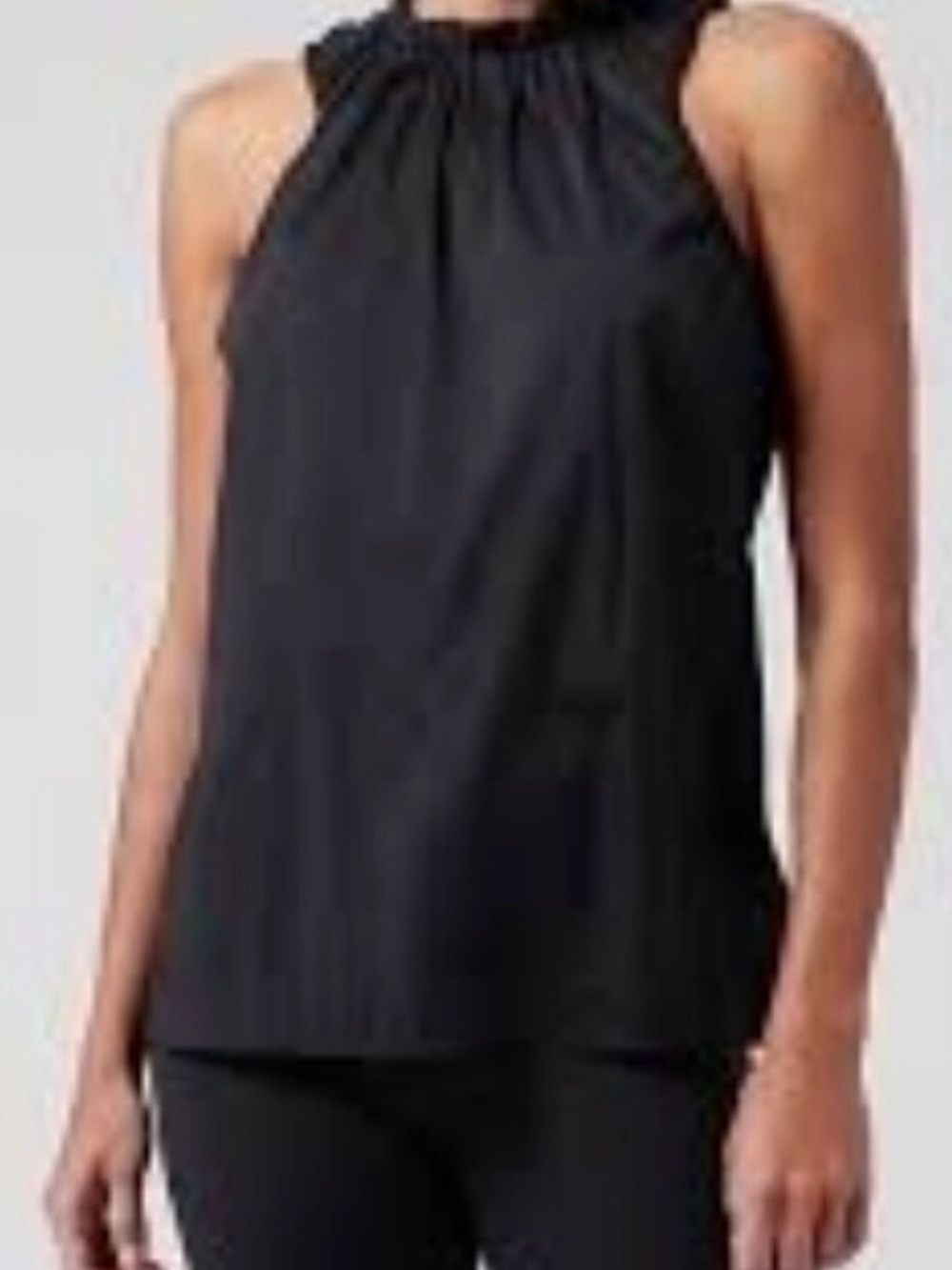 Athleta Black Ruffle Neck Drawstring Top XXS